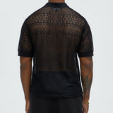 Camisa Edson Open Knit Polo - Negro