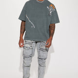 Camisa De Manga Corta Stay United Oversized - Gris