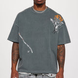 Camisa De Manga Corta Stay United Oversized - Gris