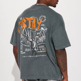 Camisa De Manga Corta Stay United Oversized - Gris