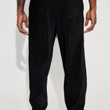 Pantalones Slim con Textura y Aberturas - Negro