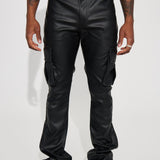 Pantalón Rule Breaker Faux Leather Stacked Skinny Flared - Negro