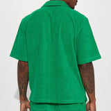 Camisa Dipped Terry Short Sleeve Cuban - Verde