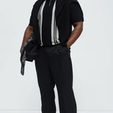 Camisa Camden Quarter Zip Sweater Polo - Negro/Combinado