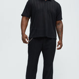 Camisa Gerard Crochet Knit Johnny Collar - Negro