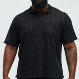 Camisa Gerard Crochet Knit Johnny Collar - Negro
