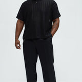 Camisa Dudley Open Knit Polo - Negro