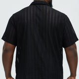 Camisa Dudley Open Knit Polo - Negro