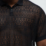 Camisa Edson Open Knit Polo - Negro