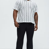 Camisa Wavy Crochet Lightweight Johnny Collar - Blanco