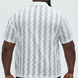 Camisa Wavy Crochet Lightweight Johnny Collar - Blanco