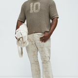 Camisa De Manga Corta Printed Textured Knit - Café