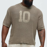 Camisa De Manga Corta Printed Textured Knit - Café