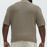 Camisa De Manga Corta Printed Textured Knit - Café