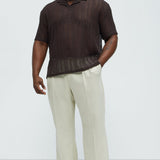 Camisa Polo Aiden Crochet Johnny Collar - Café