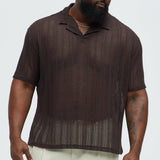 Camisa Polo Aiden Crochet Johnny Collar - Café