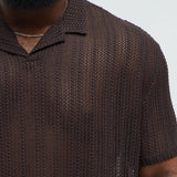 Camisa Polo Aiden Crochet Johnny Collar - Café