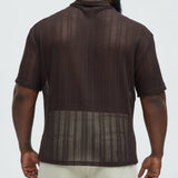 Camisa Polo Aiden Crochet Johnny Collar - Café