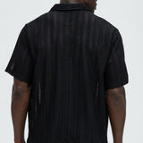 Camisa Dudley Open Knit Polo - Negro