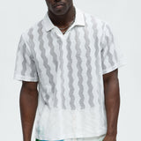 Camisa Wavy Crochet Lightweight Johnny Collar - Blanco