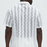 Camisa Wavy Crochet Lightweight Johnny Collar - Blanco