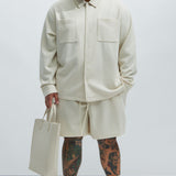 Camisa Kina Textured Long Sleeve - Hueso
