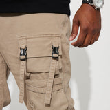 Pantalones militares ajustados de carga Ronan - Color topo