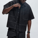 Camisa Curtis Contrast Stitch - Negro
