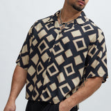 Camisa Geo Around - Café Oscuro