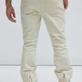 Pantalones Skinny Apilados Convertibles con Capota - Blanco Roto