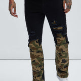 Pantalón Apilado De Pierna Ancha Bryce - Negro/Combinado