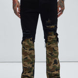 Pantalón Apilado De Pierna Ancha Bryce - Negro/Combinado