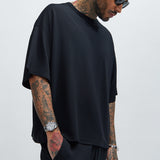 Camisa De Manga Corta Zyler Textured Boxy - Negro