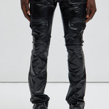Pantalón Came To Party Cargo Flare Waxed - Negro