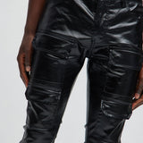 Pantalón Came To Party Cargo Flare Waxed - Negro