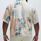 Camisa abotonada de lienzo abierto - multicolor