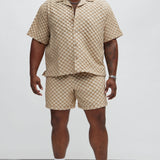 Camisa Crinkled Checkers - Bronceado