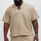 Camisa Crinkled Checkers - Bronceado