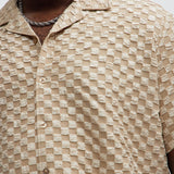 Camisa Crinkled Checkers - Bronceado