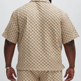 Camisa Crinkled Checkers - Bronceado