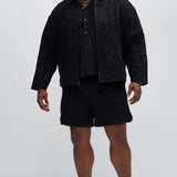 Chamarra Swirl Jacquard Linen Boxy - Negro
