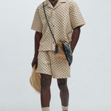 Camisa Crinkled Checkers - Bronceado