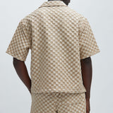 Camisa Crinkled Checkers - Bronceado