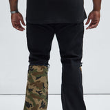 Pantalón Apilado De Pierna Ancha Bryce - Negro/Combinado