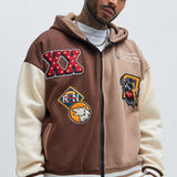 Sudadera XX Varsity Zip Up - Café