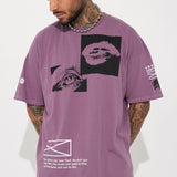 Camisa De Manga Corta All Seeing Eyes Oversized - Morado
