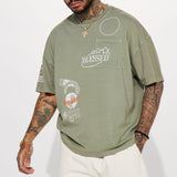 Camisa De Manga Corta Blessed World Oversized - Oliva