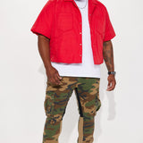 Camisa Aston Nylon Puffer Cropped Short Sleeve - Rojo