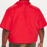 Camisa Aston Nylon Puffer Cropped Short Sleeve - Rojo