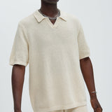 Camisa Clay Textured Johnny Collar - Crema